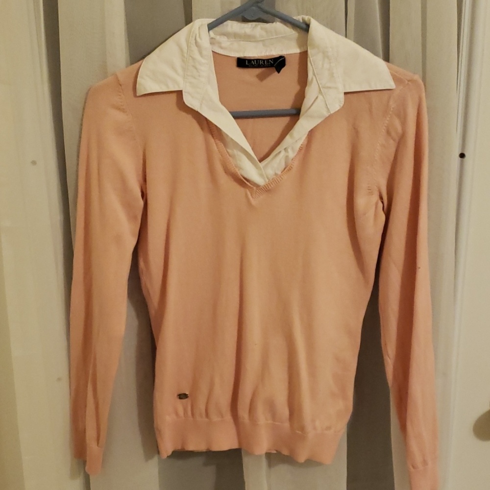Faux collared shirt sweater